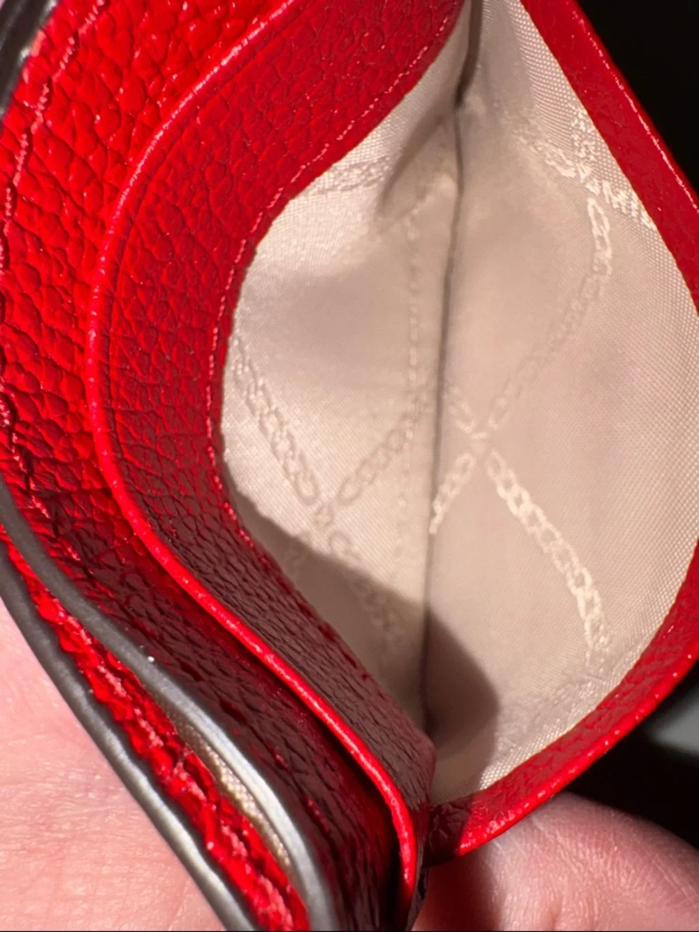 Michael Kors Red Pebbled Leather Card Case with Gold Logo - Picture 7 of 9